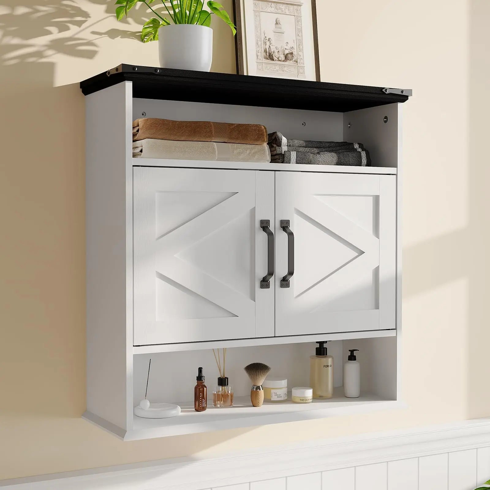 Wall Mounted Farmhouse Medicine Cabinet Over Toilet