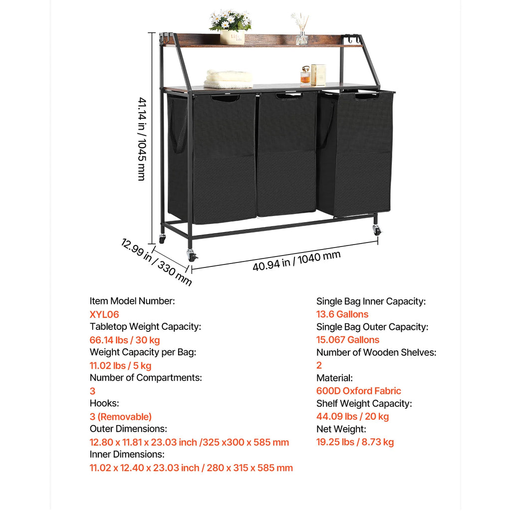 Metal Frame Freestanding Storage Organizer Baskets for Dirty Clothes