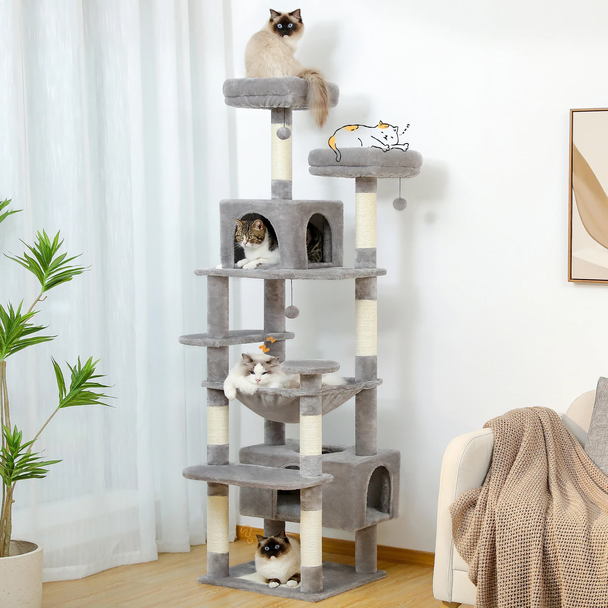 Large Cat Tree and Tower With Covered Scratching Post and much more