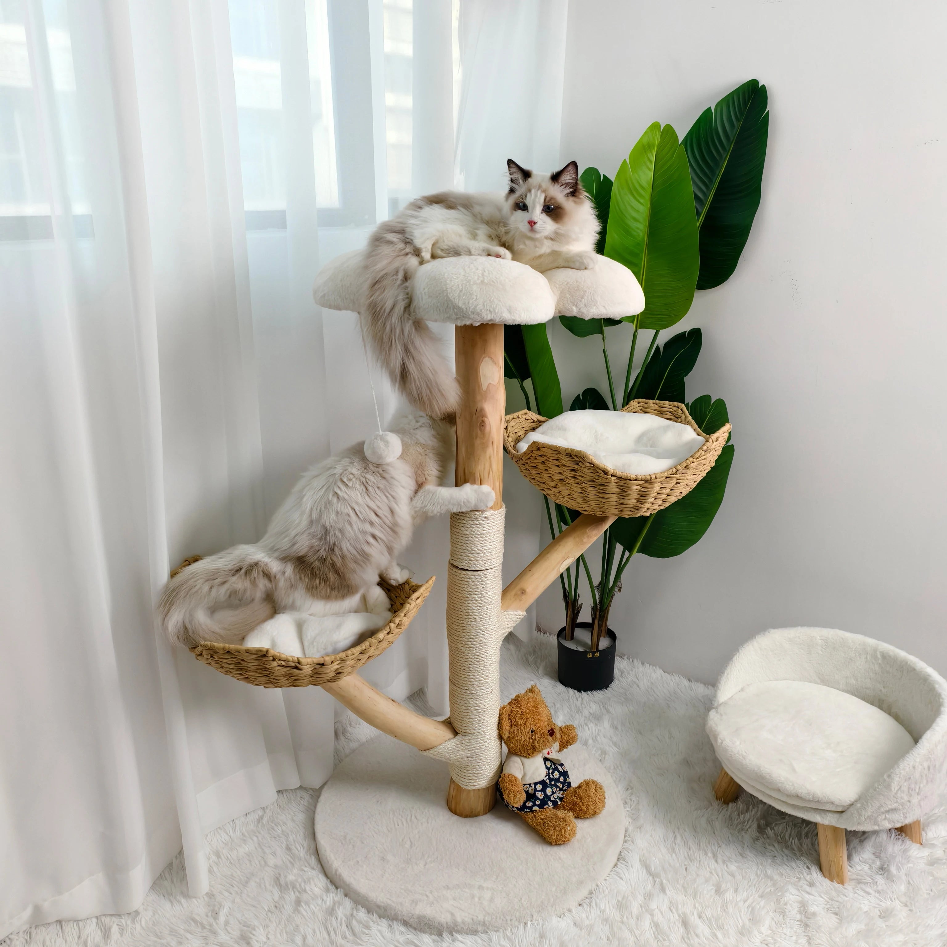 Modern Cat Tree Activity Tower with Plush Cushion