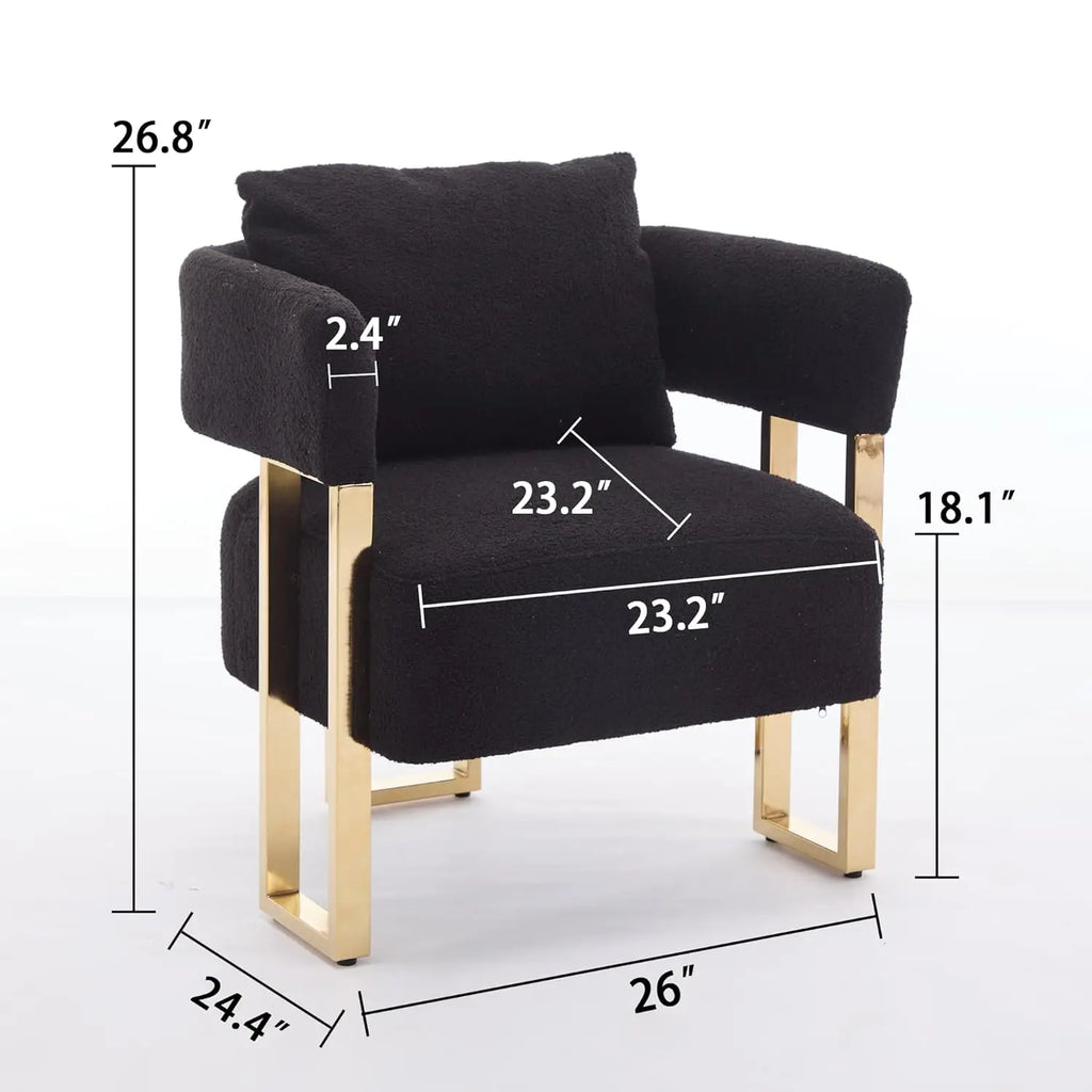 Modern Barrel Accent Chairs 2pcs Upholstered Gold Legs