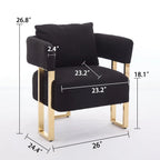 Modern Barrel Accent Chairs 2pcs Upholstered Gold Legs