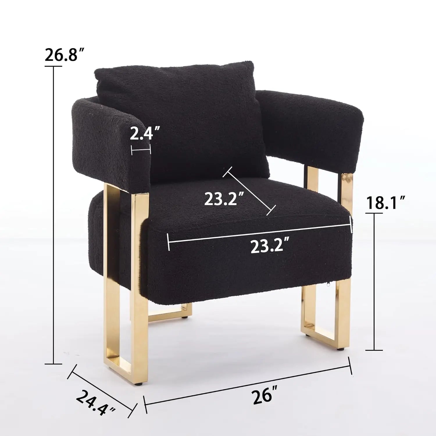Modern Barrel Accent Chairs 2pcs Upholstered Gold Legs