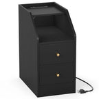 Side Table w/ Charging Station, Storage Drawers, Sofa Couch Table for Small Space