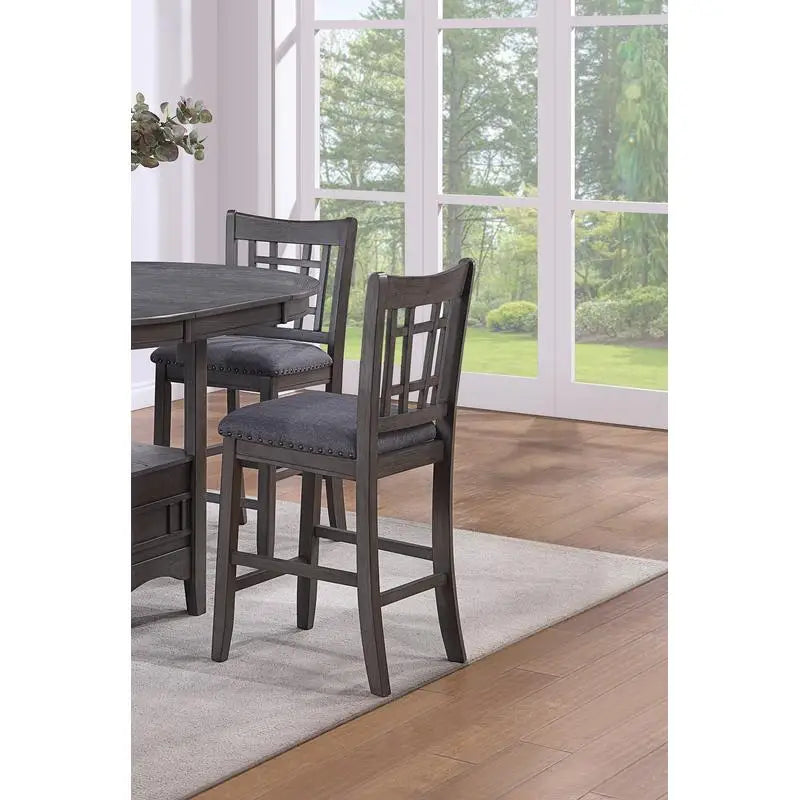 Contemporary 5pc Counter Height Dining Set, Round Table with Leaf & 4 Side Chairs