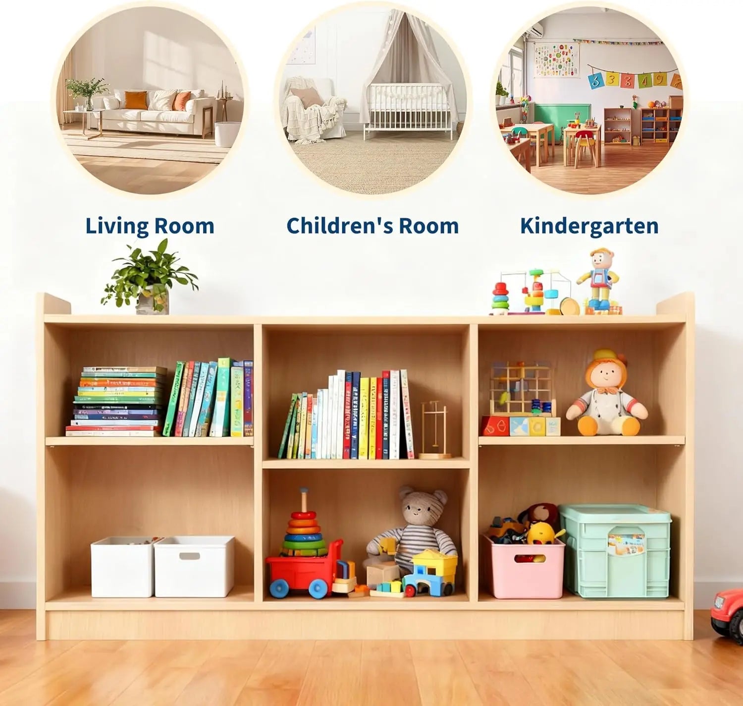 6-Shelf Montessori Toy Organizer with Adjustable Divider