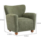 Lindy Wingback Accent Chair, Upholstered Armchair with Rounded Wooden Legs