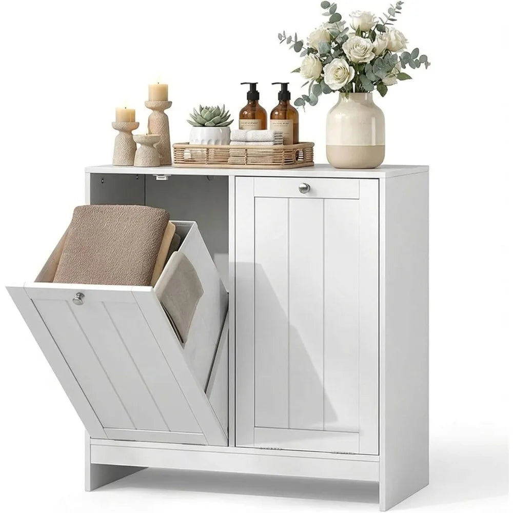 Tilt-Out Double Laundry Hamper Cabinet with 2 Removable Baskets