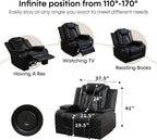 Power Recliner Sectional Sofa with LED Light, Air Leather