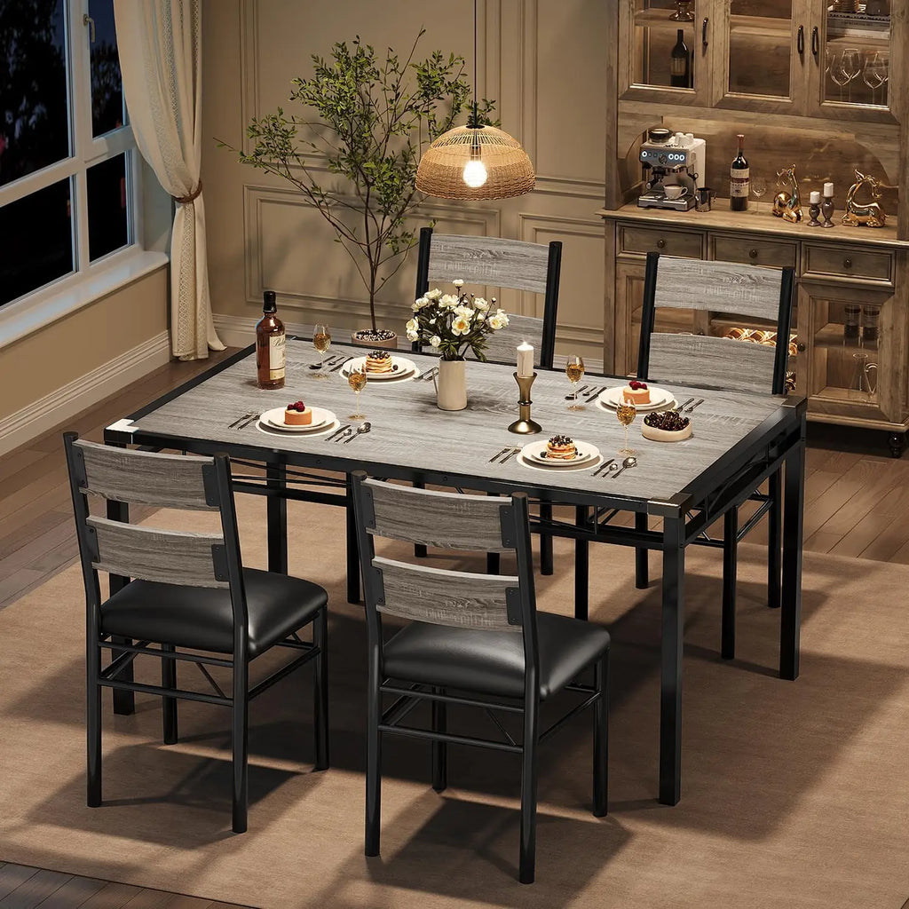 Wood Kitchen Table Chairs Set of 4 with Corner Protector,