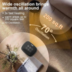 Portable Space Heater with 70° Rotation, 1500W PTC Electric for Bedroom & Office, Remote Control & Timer