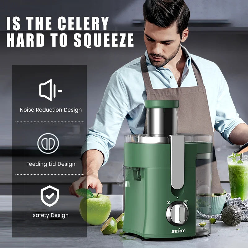 Compact Fruits Juicer,500W Juice Extractor Machine Wide Mouth 3” Feed Chute