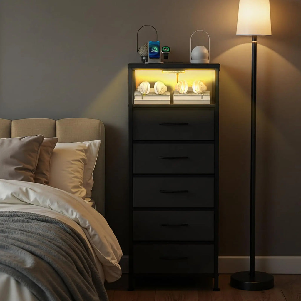 5 Fabric Drawers Dresser For Bedroom