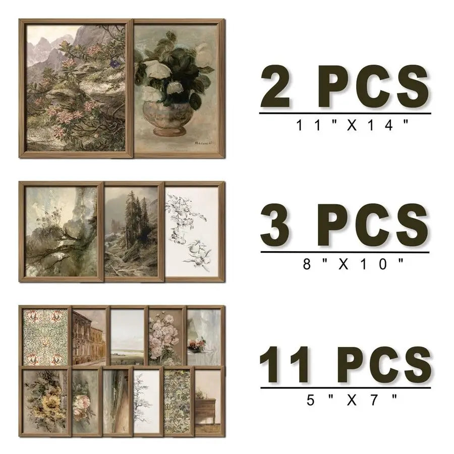 French Country Farmhouse Gallery Wall Frame Set Prints for Bedroom Bathroom, Rustic Landscape