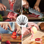 8 PCS Kitchen Stainless steel Laser Damascus Japanese Santoku Cleaver Slicing Utility Chef Knife
