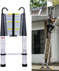 Telescopic Ladder 6.2m with Detachable Hooks & Extendable Steps,