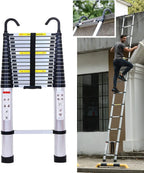 Telescopic Ladder 6.2m with Detachable Hooks & Extendable Steps,
