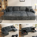 U Shaped Sleeper Sectional Sofa Pull Out Bed Double Storage Chaise USB Small Desktop Living Room 110in Black Customized