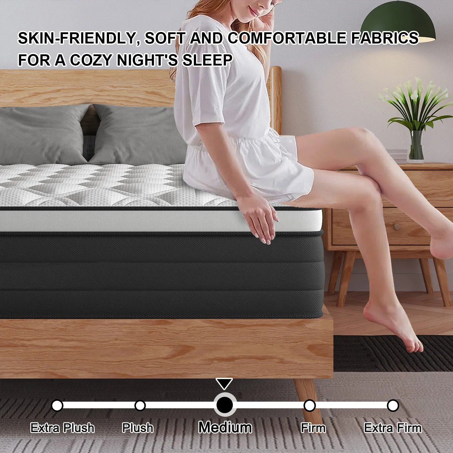 12"14" Gel Memory Foam Hybrid Pocket Spring Mattress Twin Full King Queen Bed Mattress In A Box, Medium Firm Motion Isolation