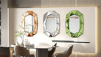 Stylish Irregular Silver Glass Wall Mirror with Beveled Diamond Edge Accents