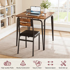 Dining Table Set for 2, Wooden Kitchen Table and 2 Upholstered Chairs,