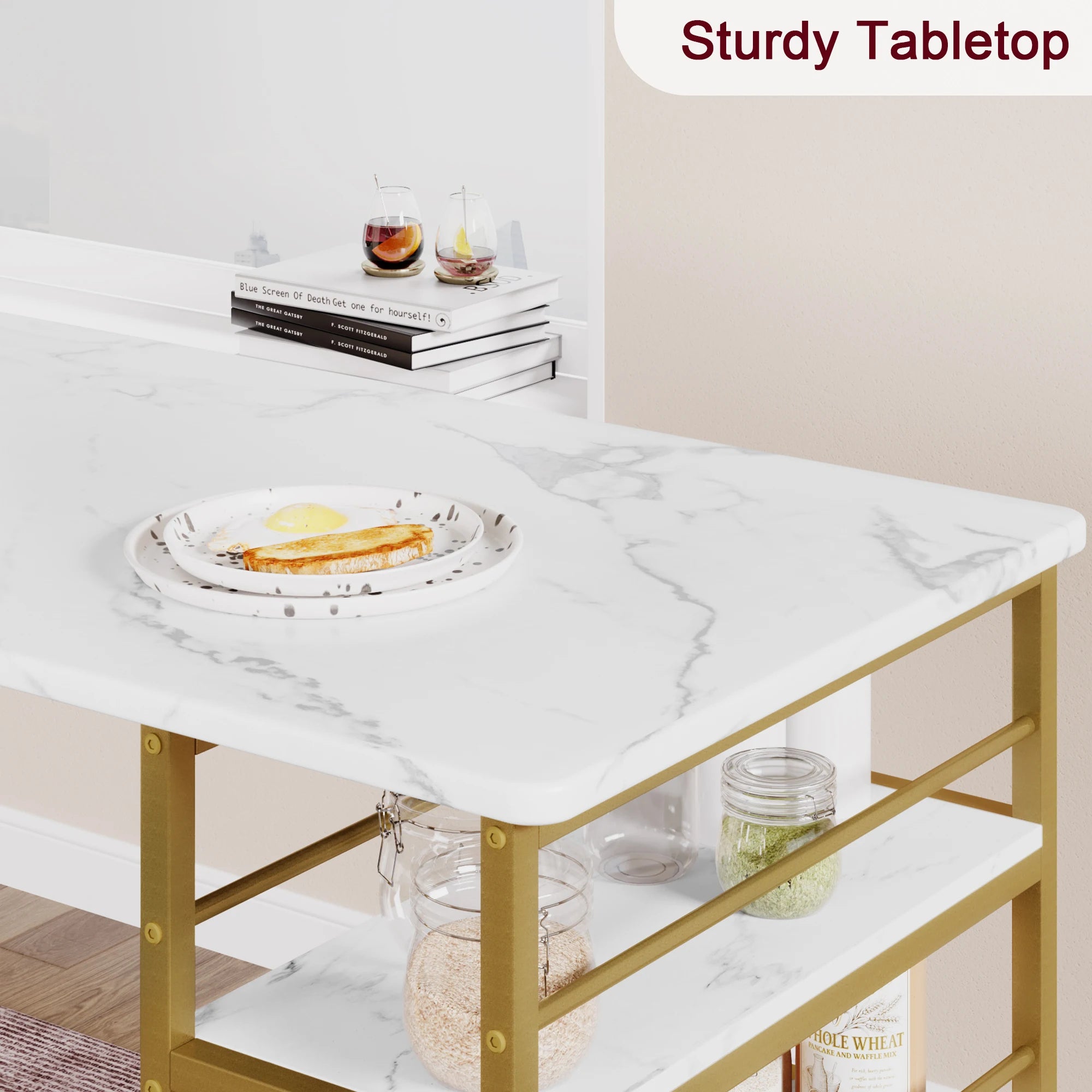 3 Pieces Dining Room Table Set Counter Height Kitchen Table and Chairs