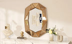 Stylish Irregular Silver Glass Wall Mirror with Beveled Diamond Edge Accents