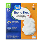 80 Count 13 Gallon Tall Kitchen Trash Bags Drawstring Leakproof