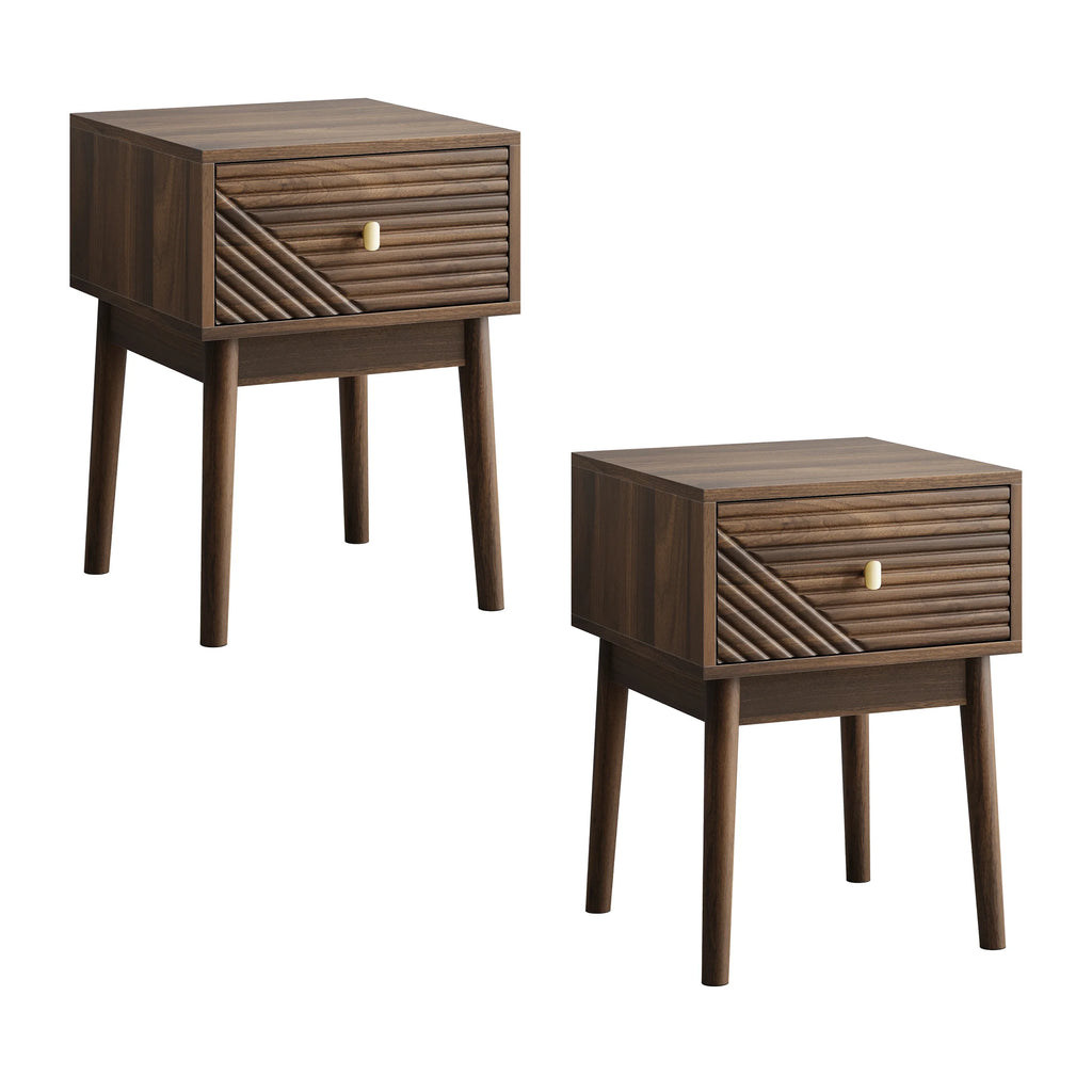 Medieval modern style walnut bed cabinet, two-piece set