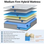 14 Inch Hybrid California Mattress in a Box, Pocket Spring and Memory Foam for Pressure Relief,