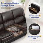 3 Seat Recliner Sofa with Console, Armrest, PU Leather, Cup Holders, USB Ports,