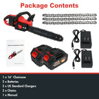 Cordless 42V 1350W Brushless Two Batteries 3 Chains 2 Chargers for Chainsaw