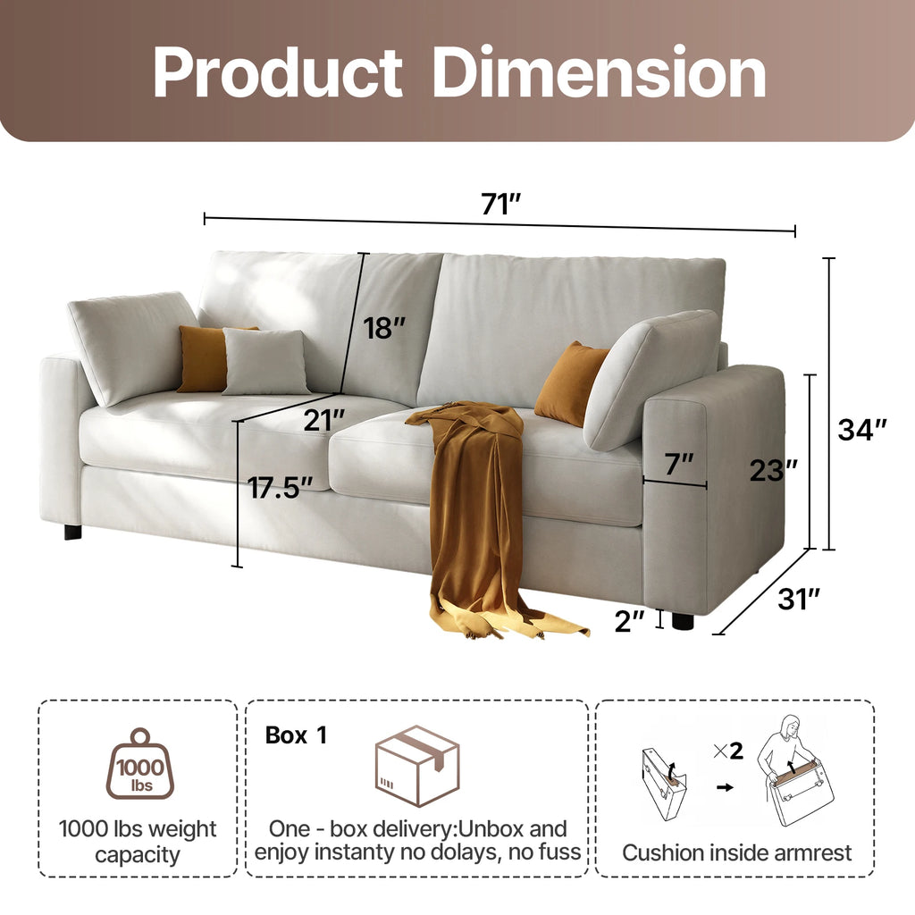 71” Mid Century Modern Decor Love Seat Couches for Living Room