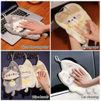 Cute Cat Hand Towel Quick Drying Kitchen Cleaning Rag Coral Velvet Cartoon Animal