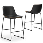 Set of 2 High Barstools with Back and Metal Leg Bar Chairs for Kitchen Island