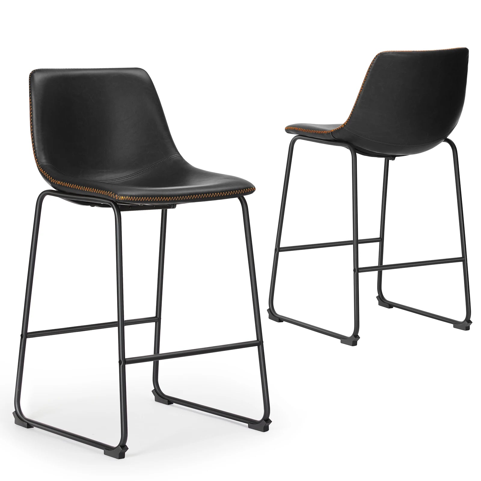 Set of 2 High Barstools with Back and Metal Leg Bar Chairs for Kitchen Island