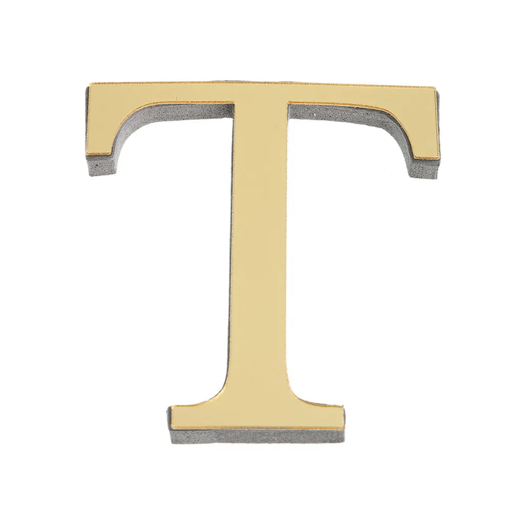 26 English Letters Wall Sticker 3D Mirror Acrylic Gold