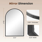 26"x38" Arched Metal Framed Mirror