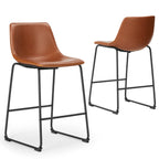 Set of 2 High Barstools with Back and Metal Leg Bar Chairs for Kitchen Island