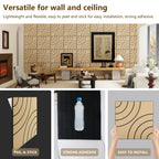 Acoustic Sound Absorbing 3D Wood Slat Self-Adhesive Peel and Stick Wall Panels Set of 4 for Interior Noise Reduction