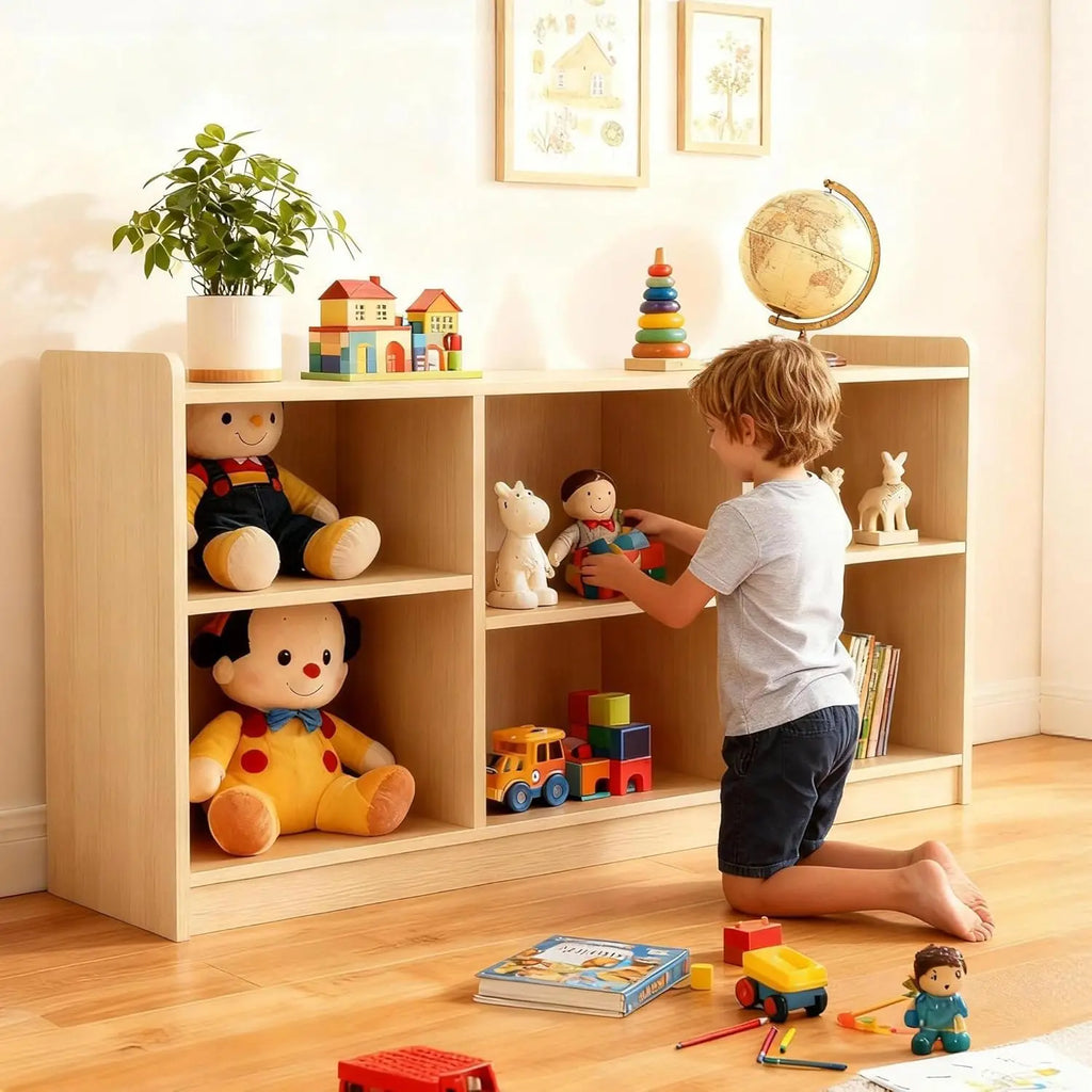 6-Shelf Montessori Toy Organizer with Adjustable Divider