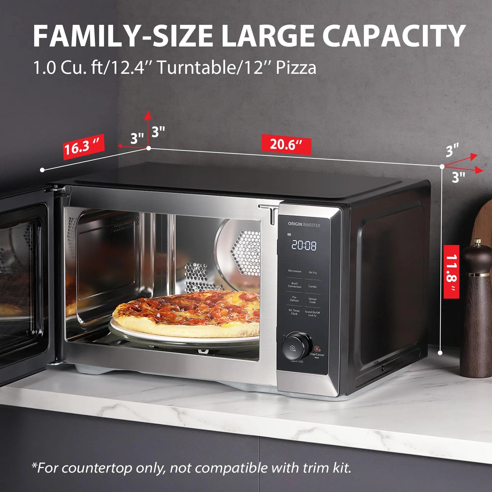 TOSHIBA Microwave Oven Air Fryer Combo 1.0 cu.ft - Inverter, Convection, Broil, Humidity Sensor, Mute, 27 Auto Menus