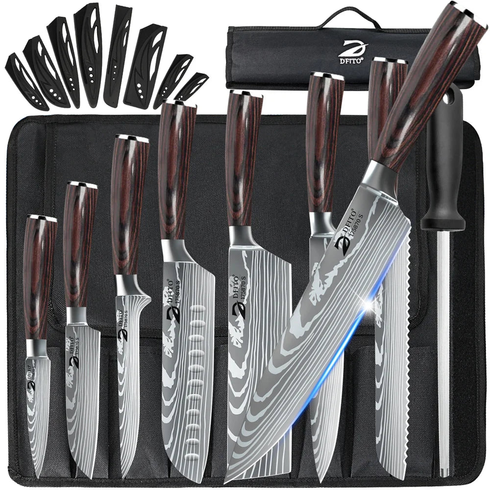 8pcs Kitchen Knife Damascus Stainless Steel Set
