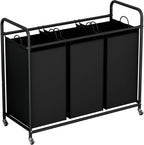 3-Bag Laundry Basket with Rolling Wheels, 35.6 Gal(135 L)