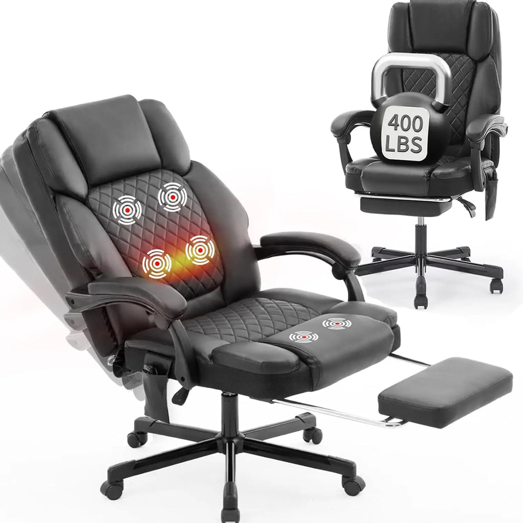 Massage Office Chair with Heat 6 Vibration Points,Big and Tall Office Chair 400 lbs