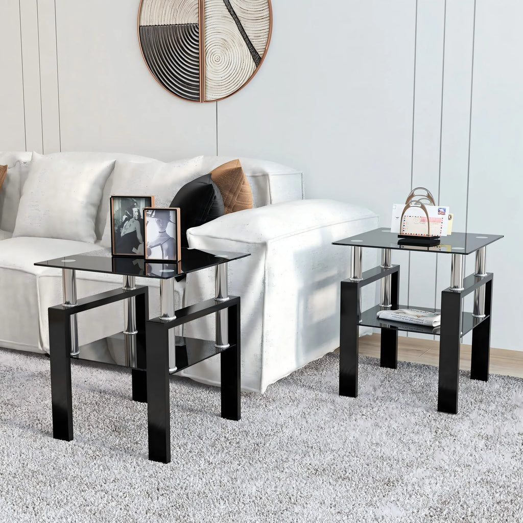 2-piece set, modern tempered glass coffee table