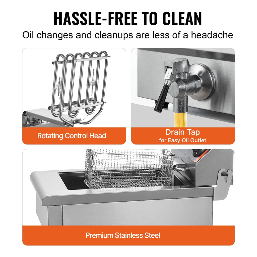 12L Electric Deep Fryer w/Dual Baskets