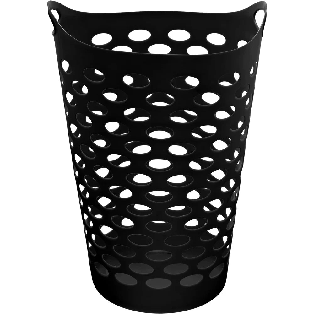2 Pack Flexible Laundry Hamper with Carrying Handles Round Shape Durable Plastic