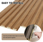 8-Pack 3D WPC Wood Wall Panels, Acoustic Interior Decor for Living Room and Bedroom in Golden Oak, 95x6 Inches
