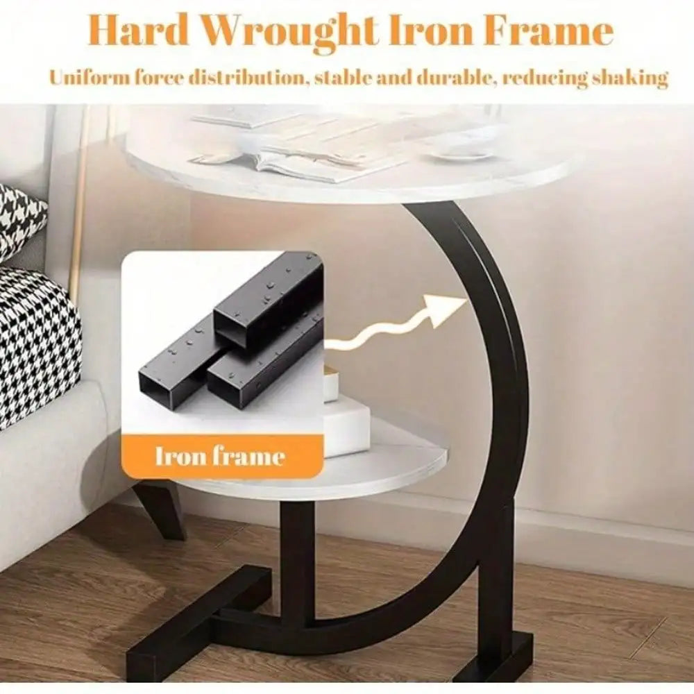 Space-Saving Modern Round Coffee Table - 2-Tier, Easy Assembly, For Living Room/Bedroom/Office, Scandinavian Wood Finish